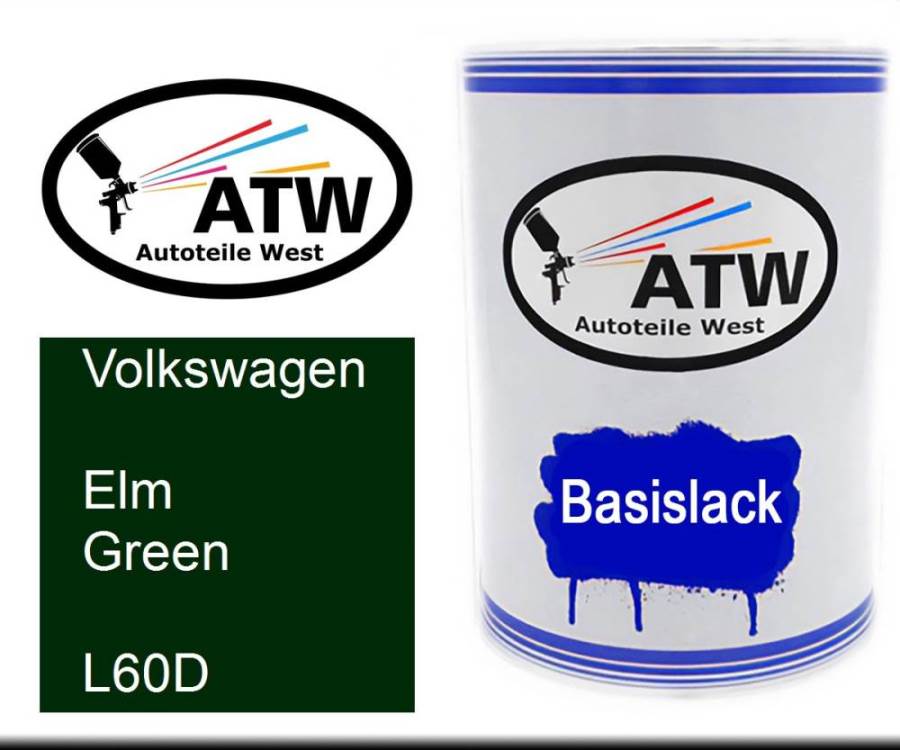 Volkswagen, Elm Green, L60D: 500ml Lackdose, von ATW Autoteile West.